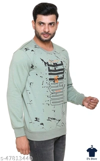 Men's Light Green Printed Sweatshirt - XL
