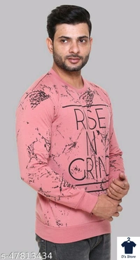 Mens Peach Color Super Printed Sweatshirt - XL