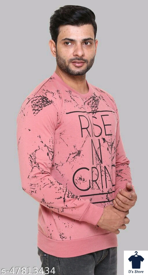 Mens Peach Color Super Printed Sweatshirt - XL
