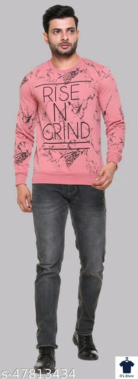 Mens Peach Color Super Printed Sweatshirt - XXL