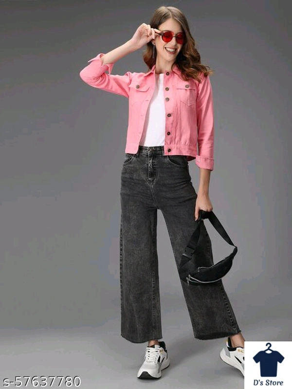 M Moddy Women Full Selves Pink Color Solid Jackets - S