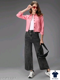 M Moddy Women Full Selves Pink Color Solid Jackets - M