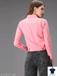 M Moddy Women Full Selves Pink Color Solid Jackets - L