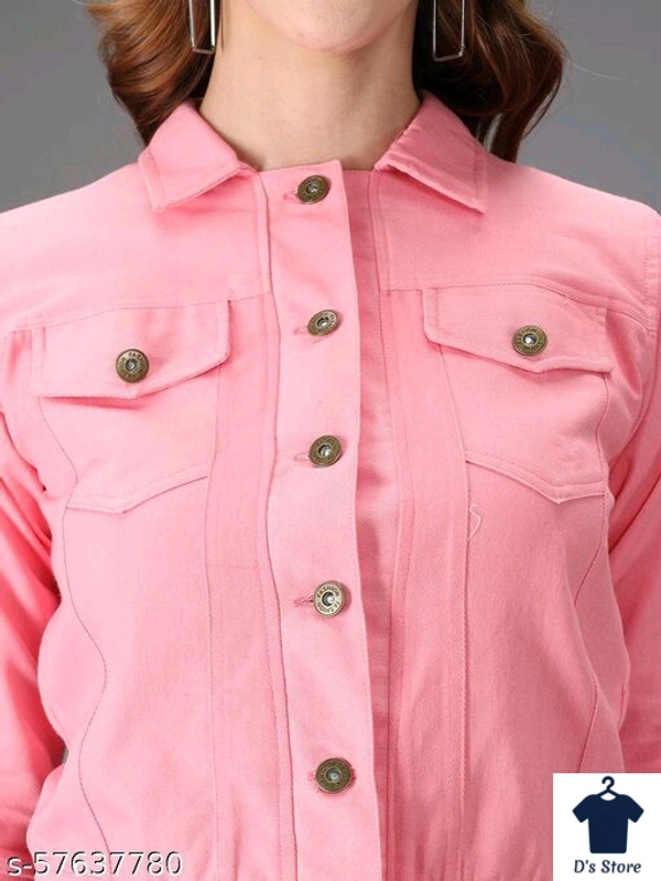 M Moddy Women Full Selves Pink Color Solid Jackets - L