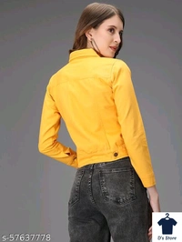 M Moddy Women Yellow Color Solid Jackets - S