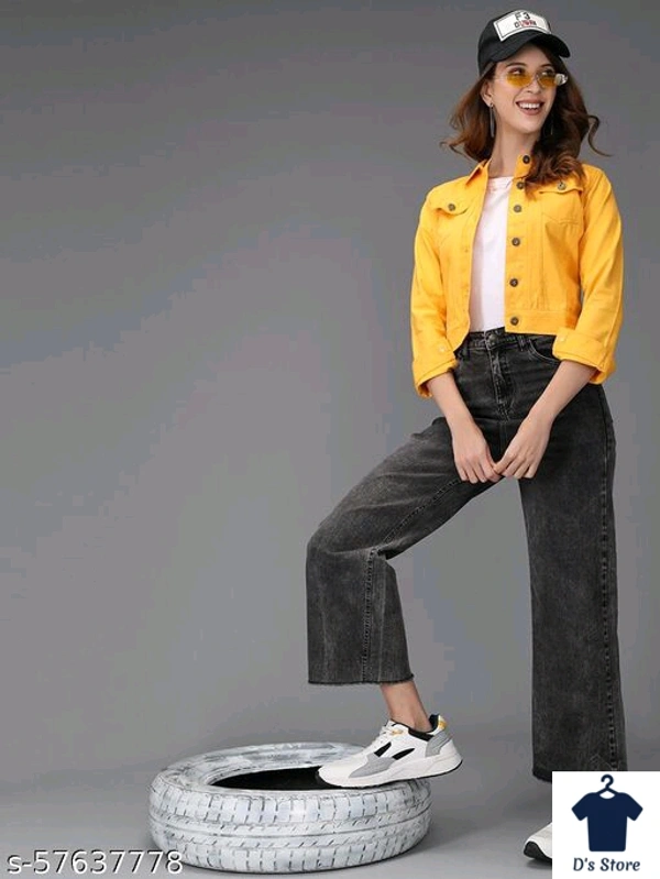 M Moddy Women Yellow Color Solid Jackets - M