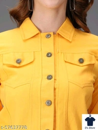 M Moddy Women Yellow Color Solid Jackets - M