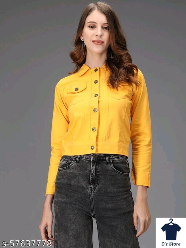 M Moddy Women Yellow Color Solid Jackets - M