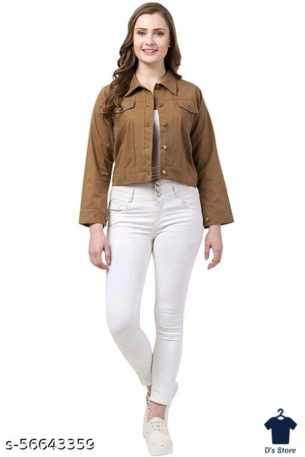 Women Denim Brown Color Jackets - S