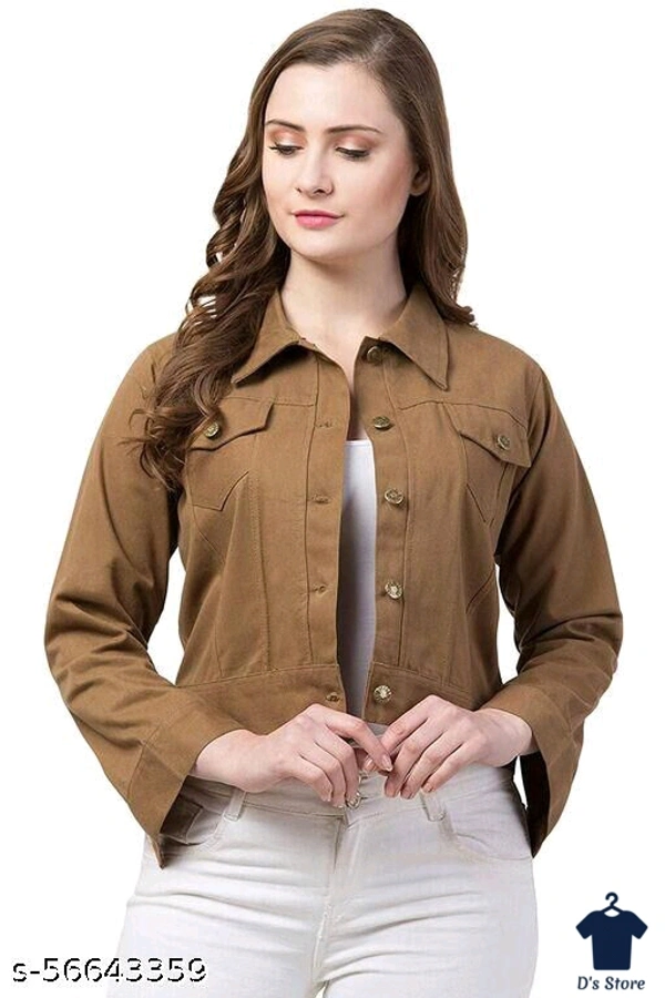 Women Denim Brown Color Jackets - S