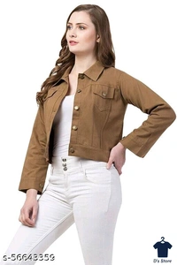 Women Denim Brown Color Jackets - S