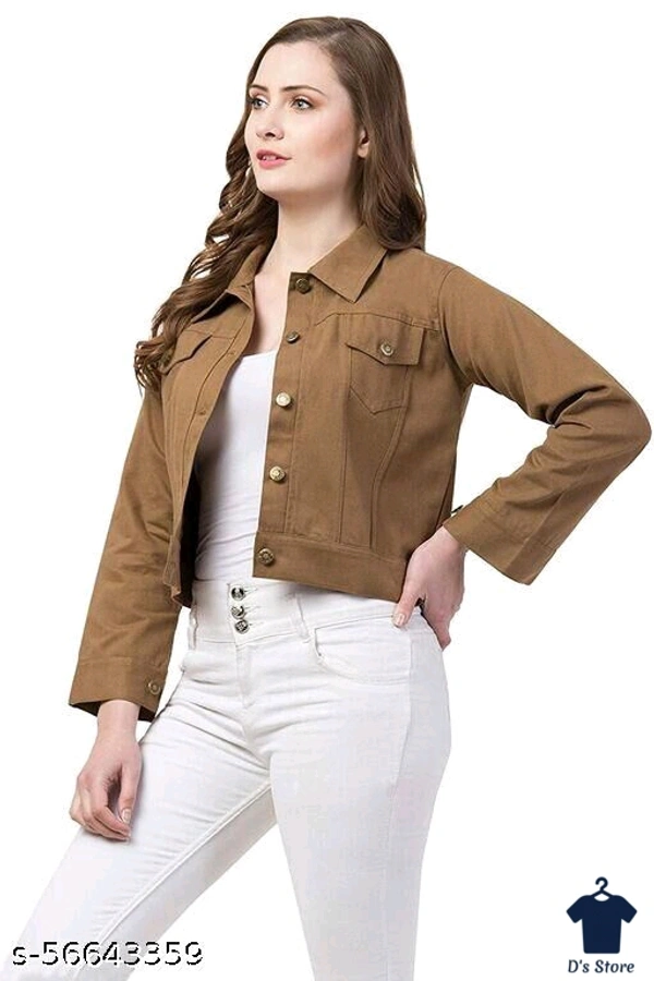 Women Denim Brown Color Jackets - S