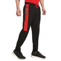 HIFLYERS MENS BLACK-RED TRACKPANTS - M