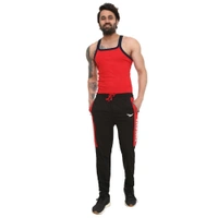 HIFLYERS MENS BLACK-RED TRACKPANTS - L