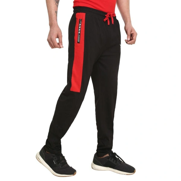 HIFLYERS MENS BLACK-RED TRACKPANTS - L