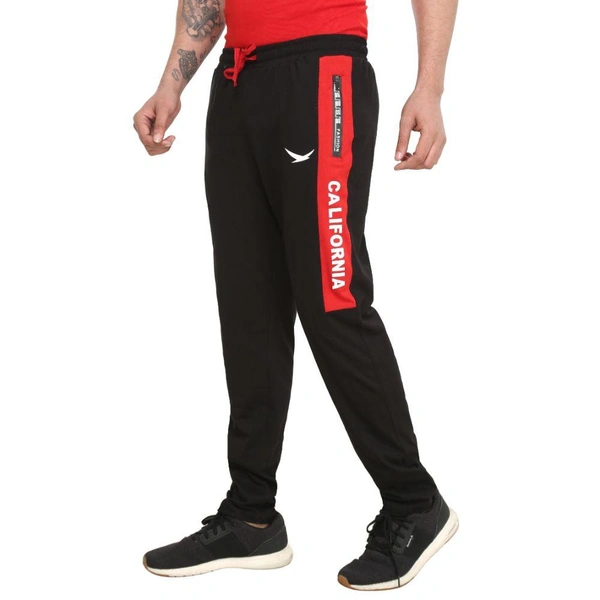 HIFLYERS MENS BLACK-RED TRACKPANTS - L