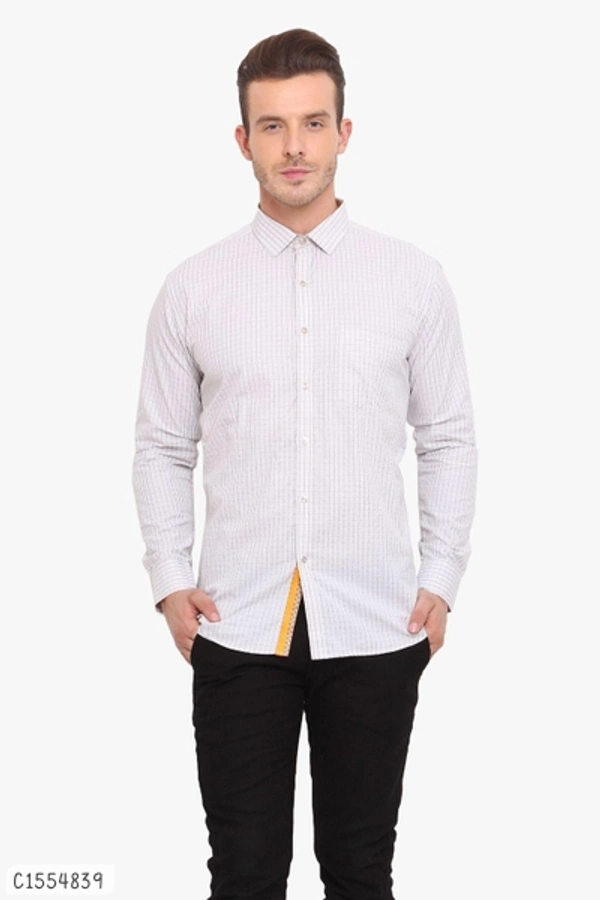 Cotton Checkered Full Sleeves Regular Fit Shirts  - M