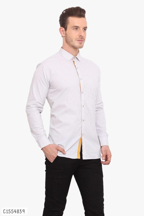 Cotton Checkered Full Sleeves Regular Fit Shirts  - M