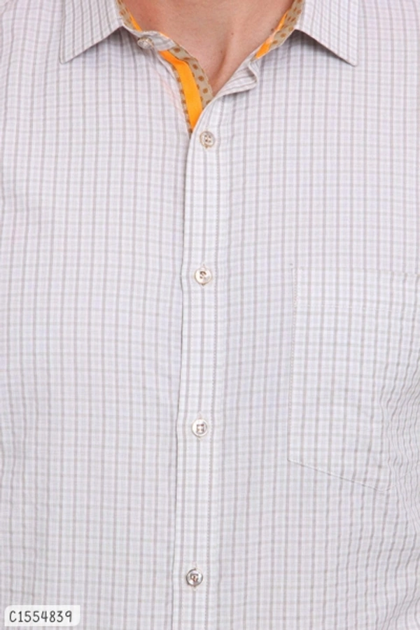 Cotton Checkered Full Sleeves Regular Fit Shirts  - M