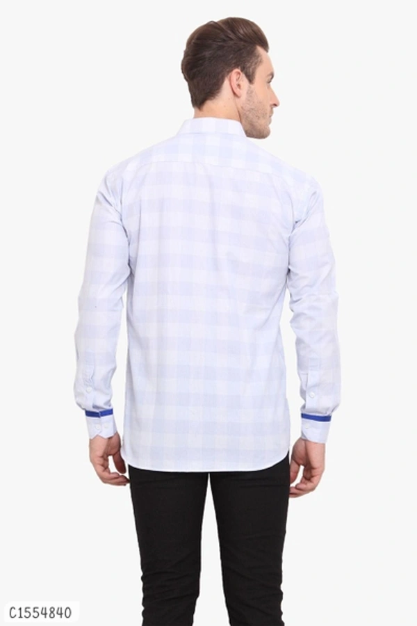 Cotton Checkered Full Sleeves Regular Fit Shirts  - M