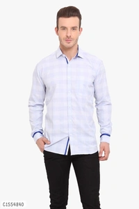 Cotton Checkered Full Sleeves Regular Fit Shirts  - M