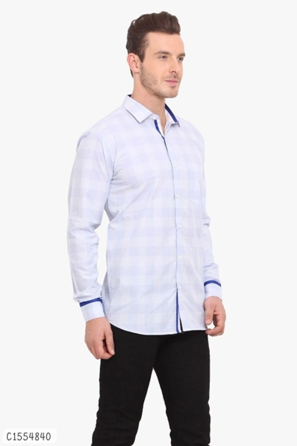 Cotton Checkered Full Sleeves Regular Fit Shirts  - M