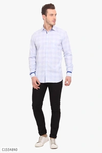 Cotton Checkered Full Sleeves Regular Fit Shirts  - M