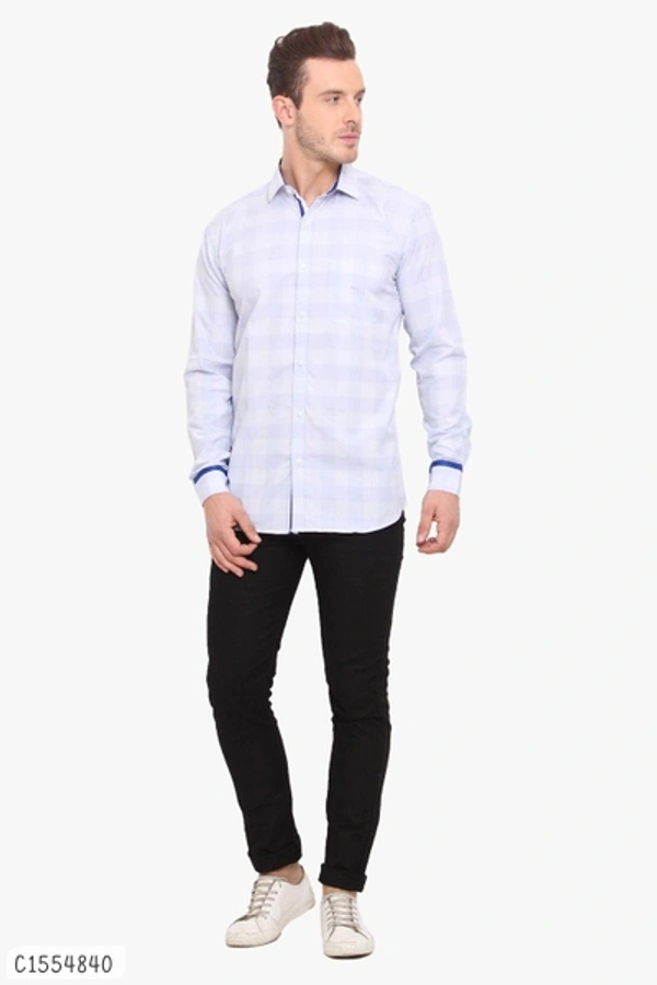Cotton Checkered Full Sleeves Regular Fit Shirts  - M