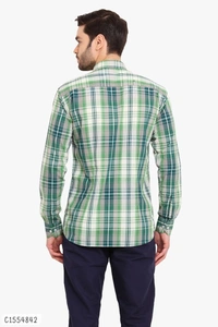 Cotton Checkered Full Sleeves Regular Fit Shirts  - L