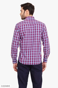 Cotton Checkered Full Sleeves Regular Fit Shirts  - L