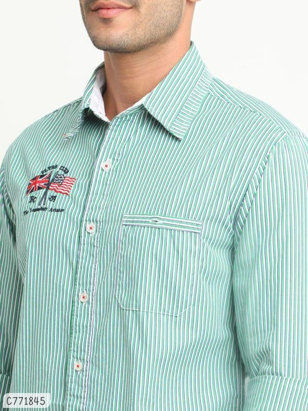 Flyrs Club Cotton Striped Flim Fit Shirts  - L