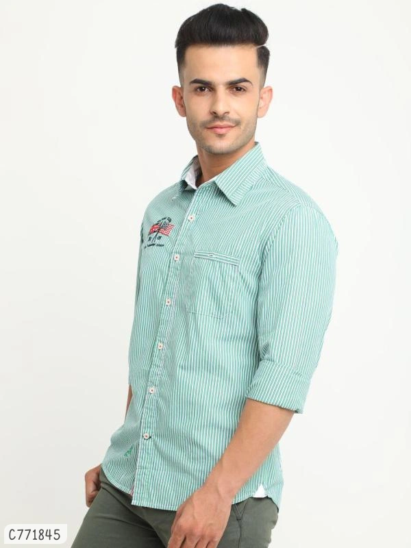 Flyrs Club Cotton Striped Flim Fit Shirts  - XXL
