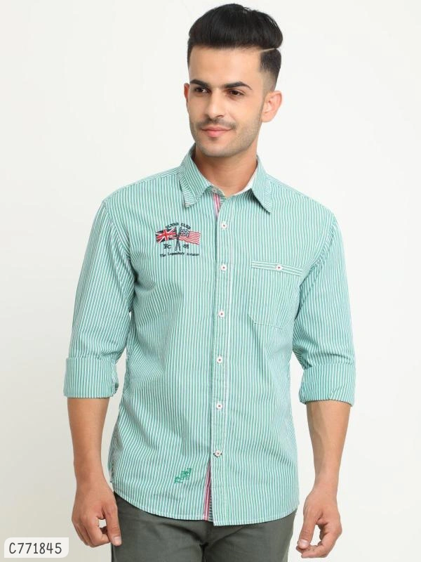 Flyrs Club Cotton Striped Flim Fit Shirts  - XXL