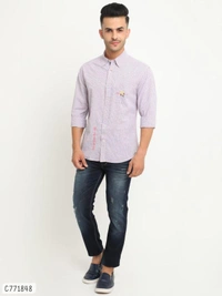 Flyrs Club Cotton Striped Flim Fit Shirts  - XL