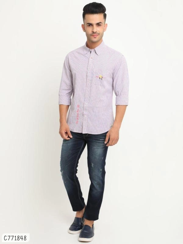 Flyrs Club Cotton Striped Flim Fit Shirts  - XL