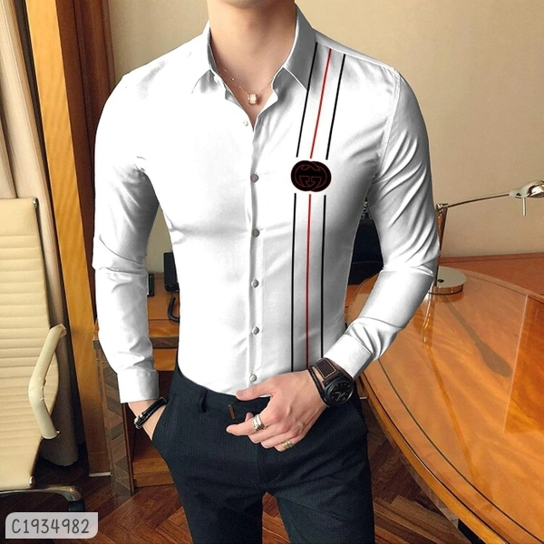 Polycotton Stribes Full Sleves Shirts  - L