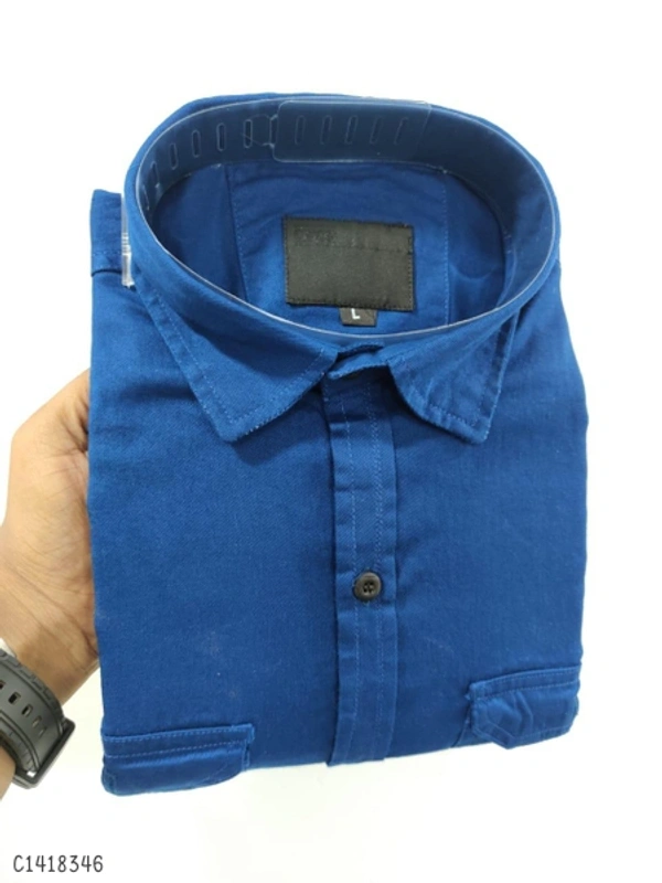 Cotton Solid Full Sleeves Shirts  - XL