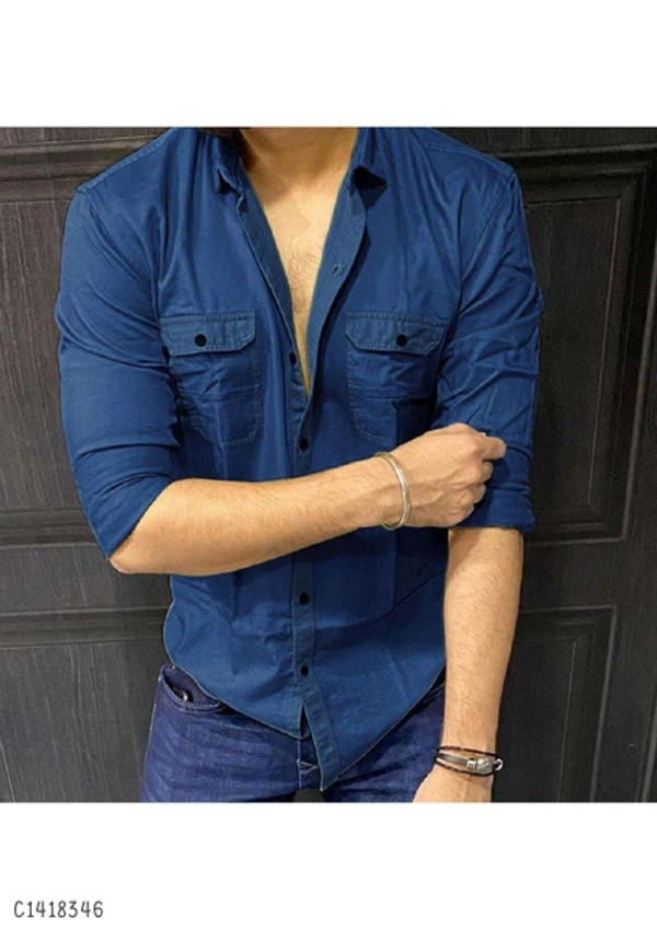 Cotton Solid Full Sleeves Shirts  - XL