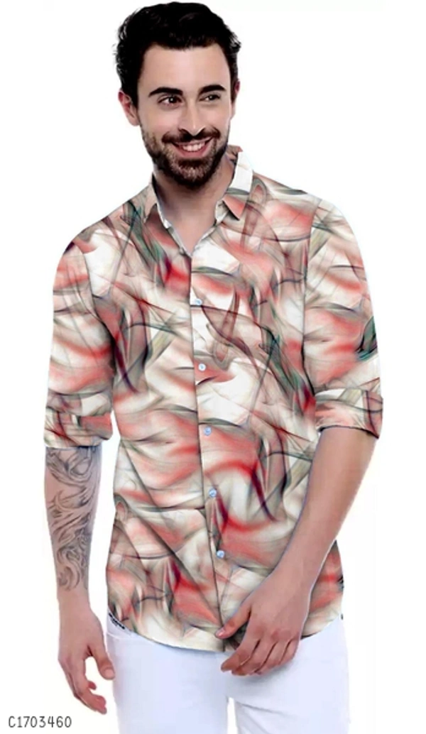 Cotton Printed Full Sleeve Regular Shirts  - M