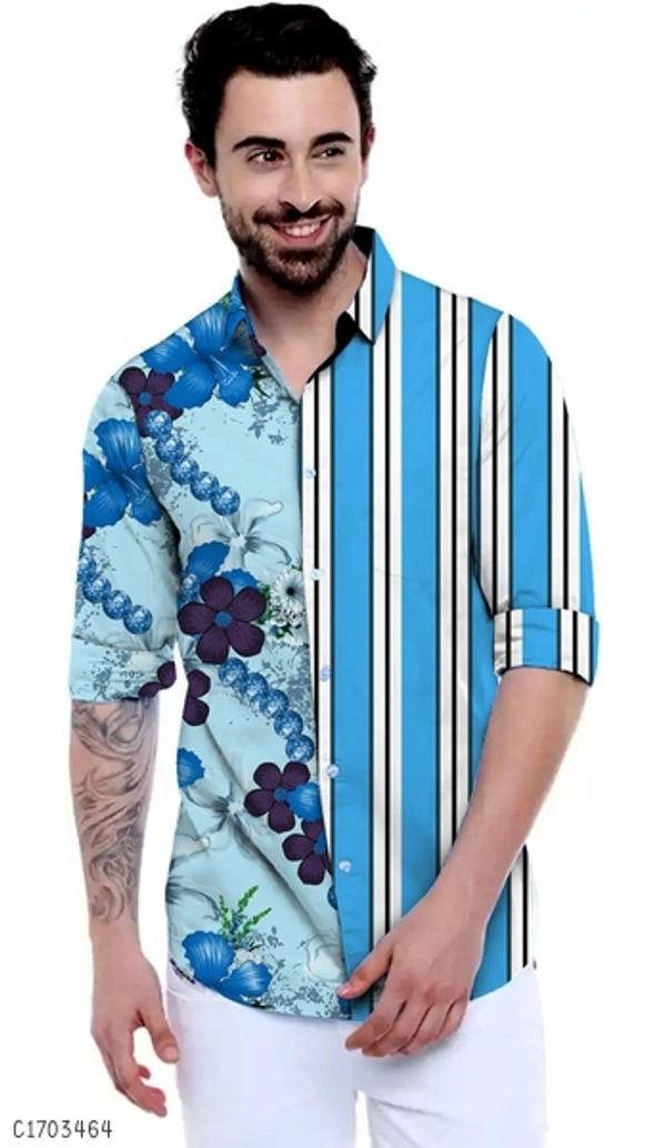 Cotton Printed Full Sleeve Regular Shirts  - L