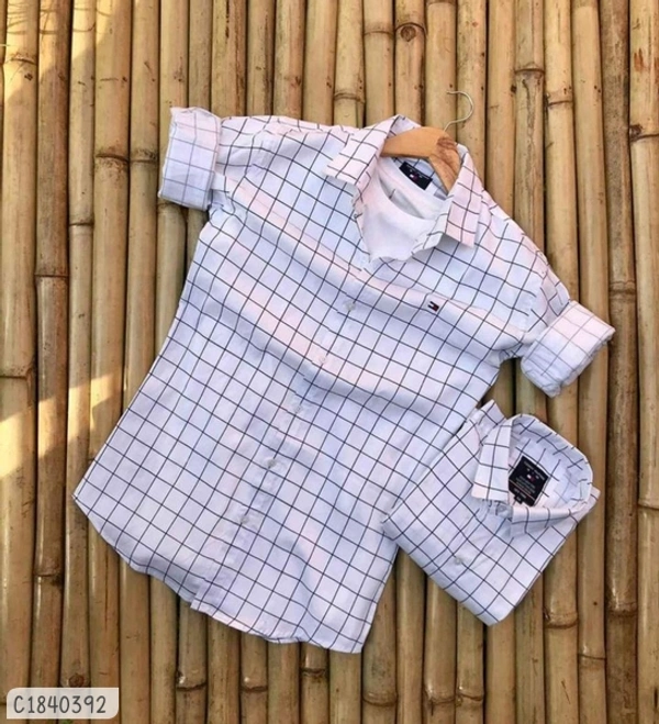 Cotton Solid Full Sleeves Shirts  - L