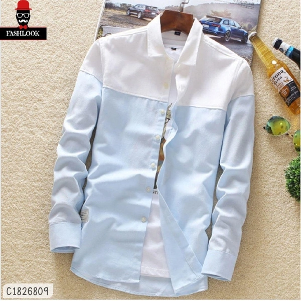 Cotton Solid Full Sleeves Shirts  - L