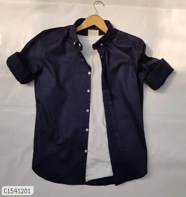 Cotton Solid Full Sleeves Shirts  - M