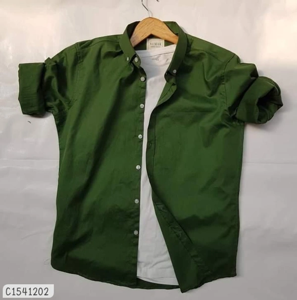 Cotton Solid Full Sleeves Shirts  - L