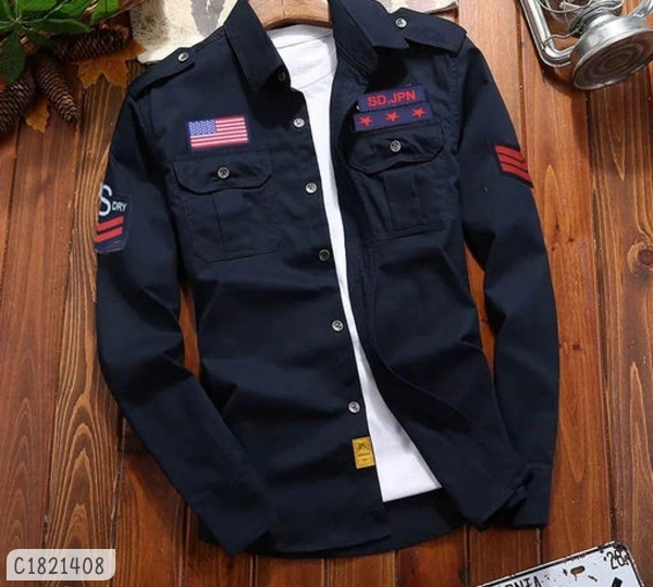 Cotton Solid Full Sleeves Shirts  - L