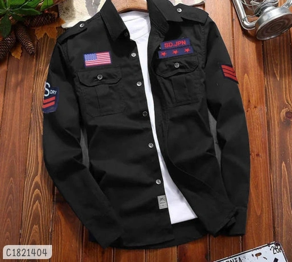 Cotton Solid Full Sleeves Shirts  - M