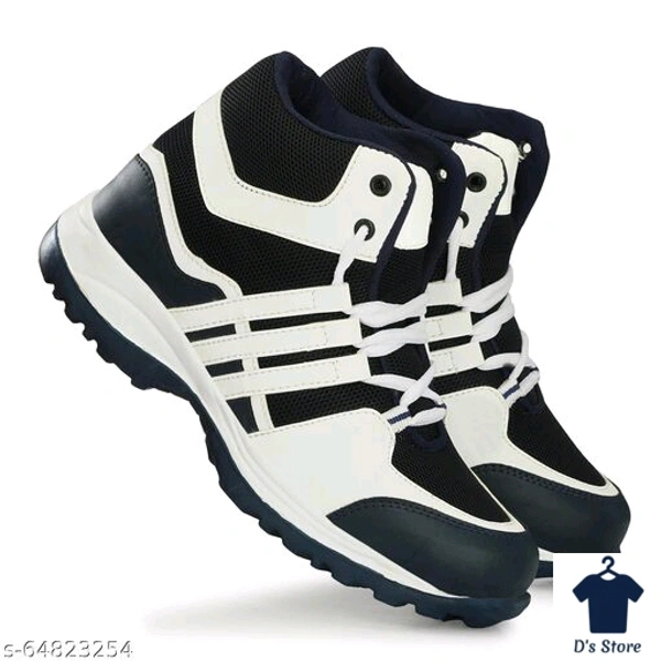 Mens Lattest Attractive Black White Combined Sports Shoe's - 10