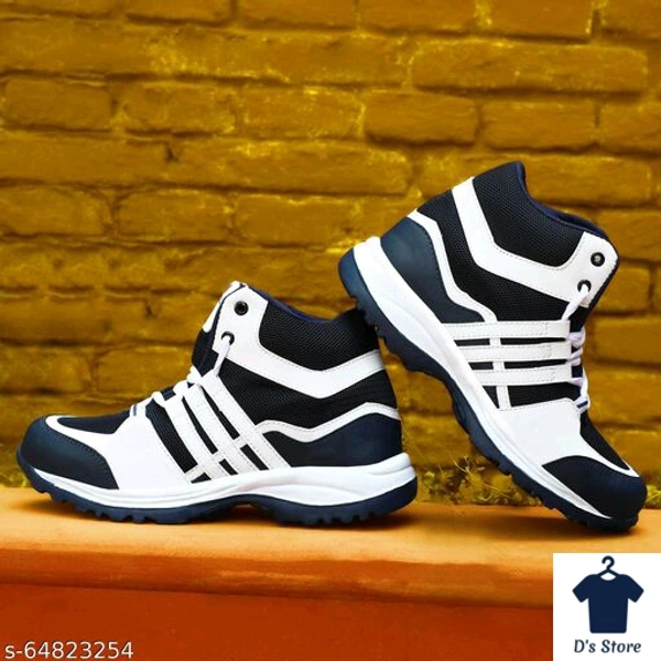 Mens Lattest Attractive Black White Combined Sports Shoe's - 10