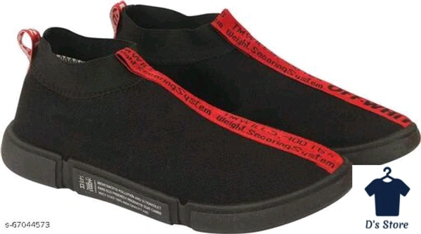 Mens Affordable Black Red Sneakers - 7