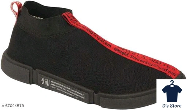 Mens Affordable Black Red Sneakers - 10